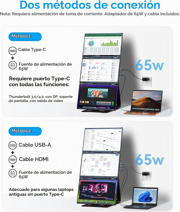 ROYY - Extensor de pantalla para portátil cuádruple de 15.6 pulgada...