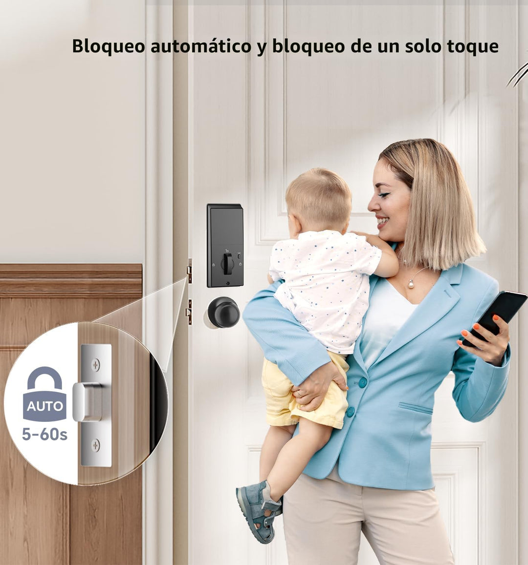 Ulecoce Cerradura de cerrojo con teclado de huellas dactilares con...