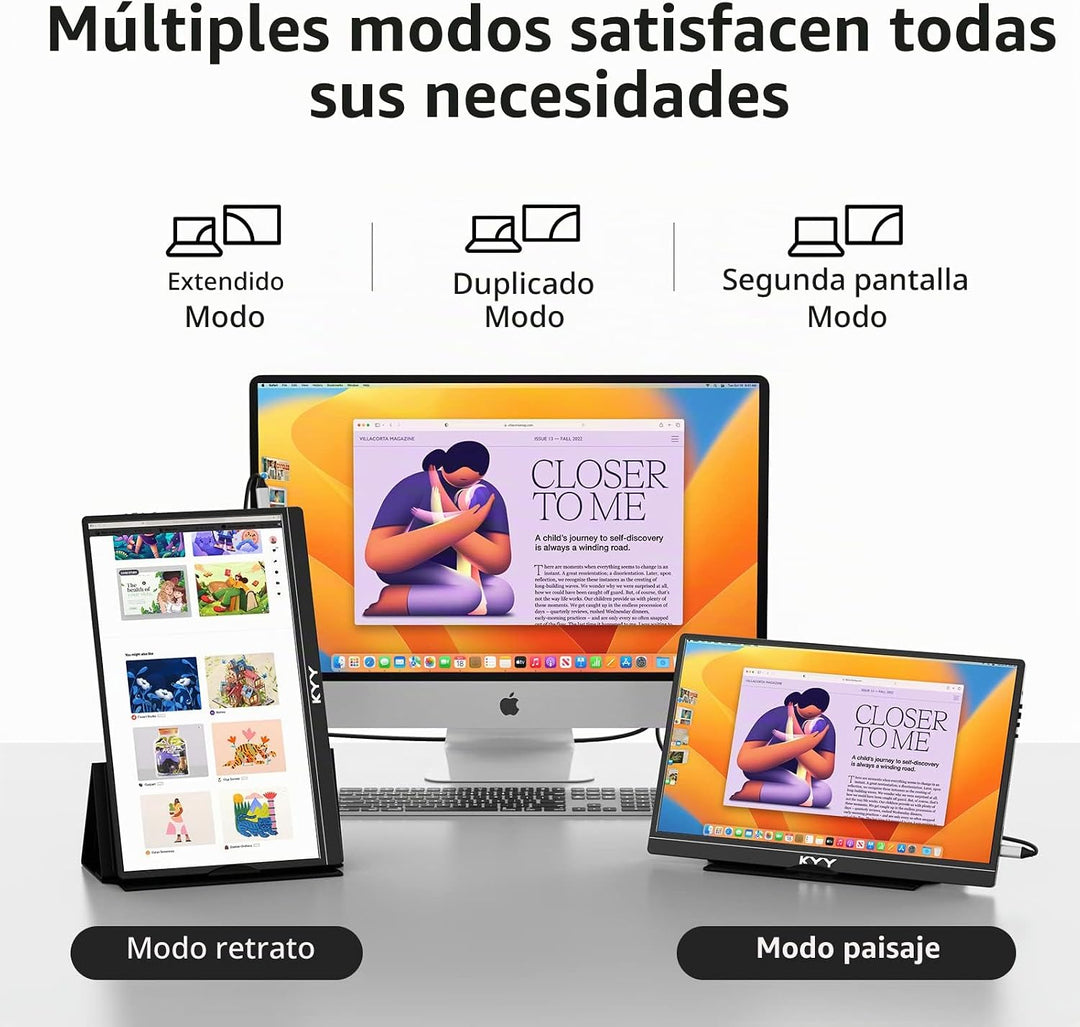 KYY Monitor portátil 15.6 '' 1080P Monitor portátil para po...