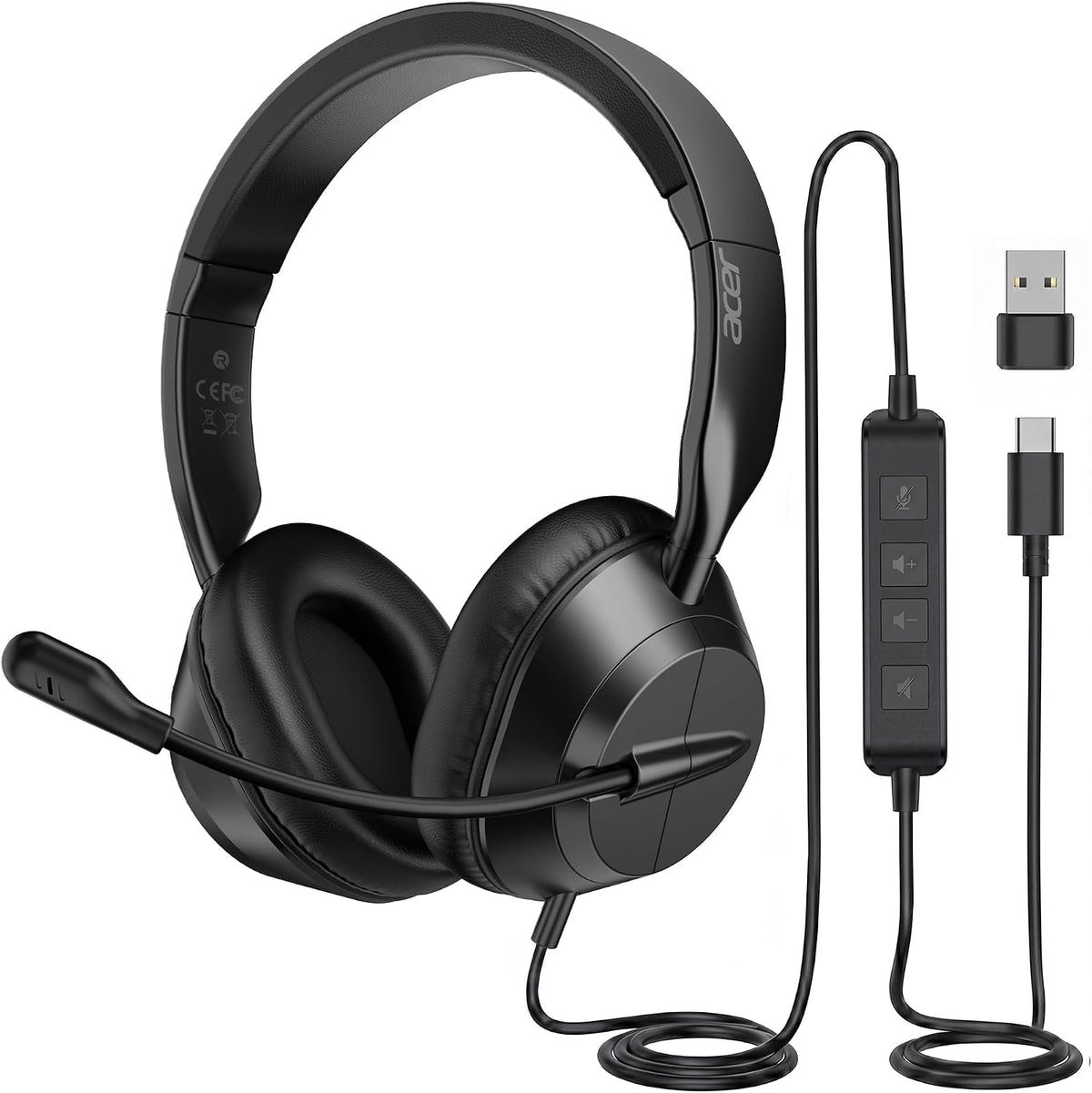 Acer Auriculares con micrófono para PC, micrófono con cancelación de ruido