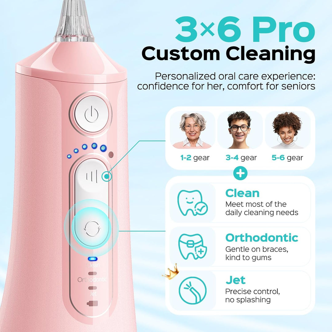 COSLUS Flosser de agua portátil C51 aceptado por la ADA: 3 modos y...