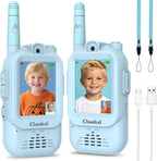 Walkie Talkies de video para niños con videollamadas cara a cara, cambiador de voz, cámara y almacenamiento de fotos, rango de 600 pies, juguete recargable para niños y niñas de 3 a 12 años