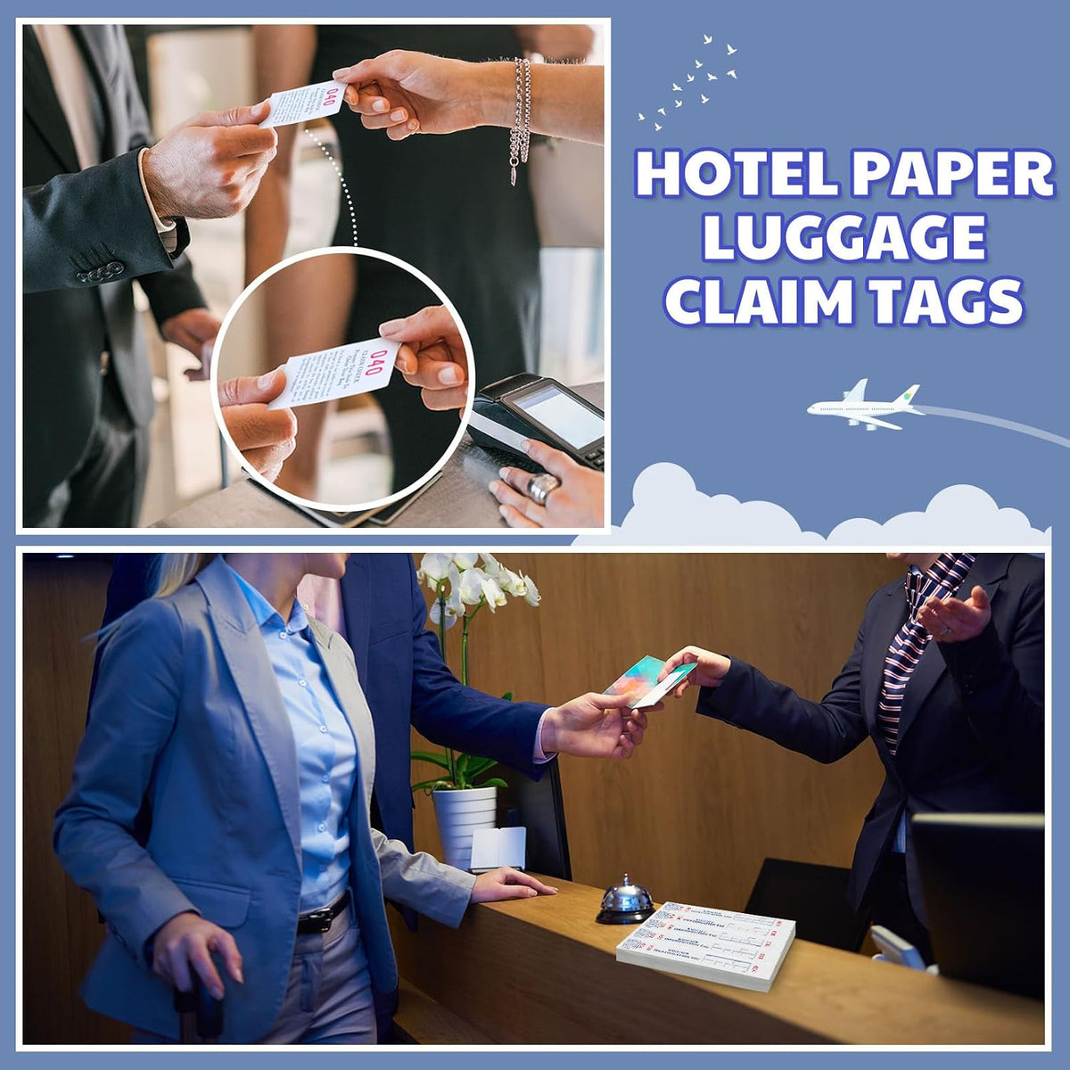 Feifeiya Etiquetas de papel para equipaje de hotel con cinta de
