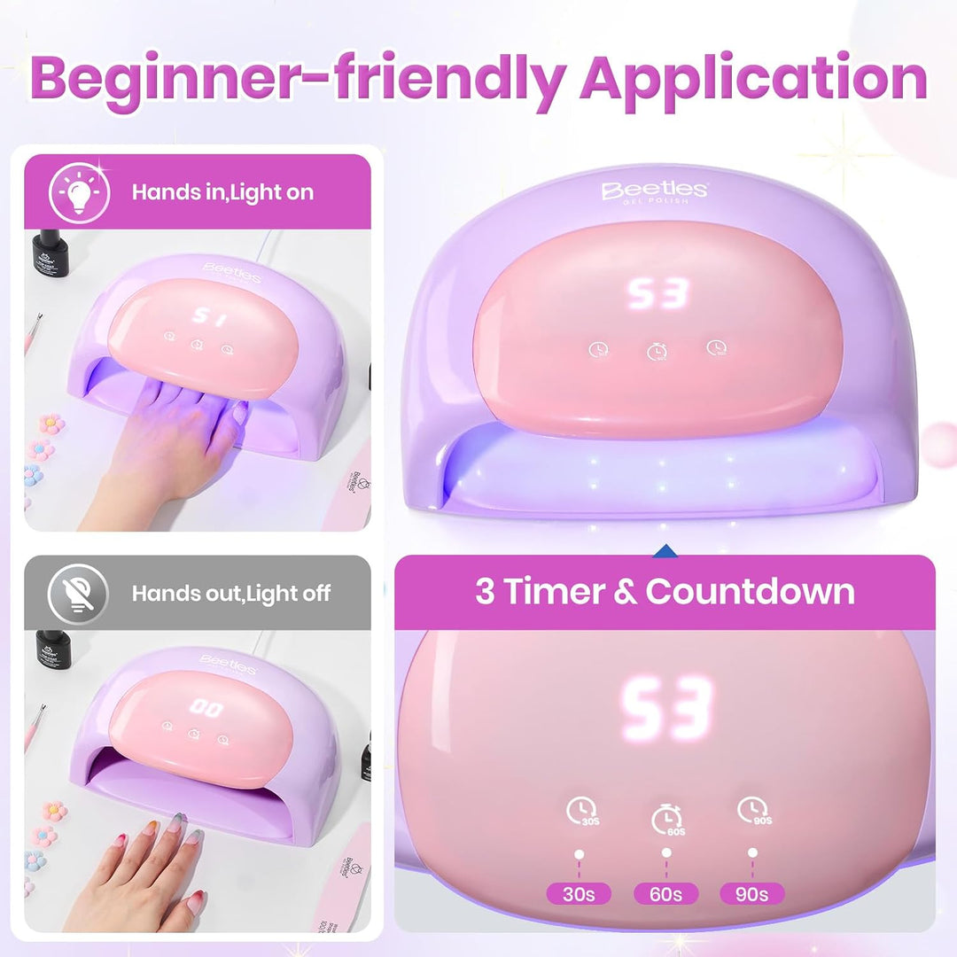 Beetles - Lámpara de uñas UV, luz de uñas de gel color morado caram...