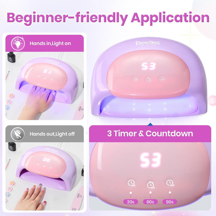 Beetles - Lámpara de uñas UV, luz de uñas de gel color morado caram...
