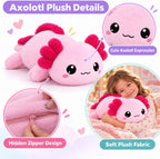 Axolotl - Animal de peluche con bebés, lindo peluche de axolote de mamá con 4 mini axolotes de bebé, conjunto familiar de anfibios suave, regalo de peluche Kawaii para niños, niñas, niños y