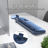 MOFII Combo de teclado y mouse inalámbricos, teclado retro de tamañ...