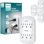 Lámpara Philips - Protector de sobretensiones extensor de 6 tomas, paquete de 4
