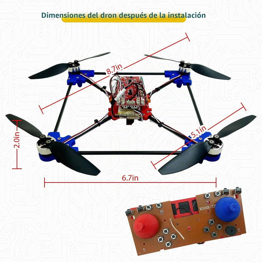 Kit de dron DIY con motor sin escobillas y cámara dual, proyecto de construcción STEM con flujo óptico flotante, giros de 360°, controles de un solo clic para que los principiantes aprendan ingeniería