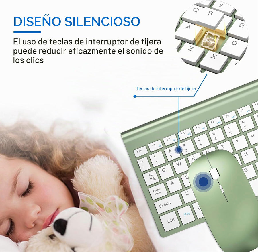 TopMate - Combo de teclado y mouse inalámbricos ultradelgados, 2.4G...