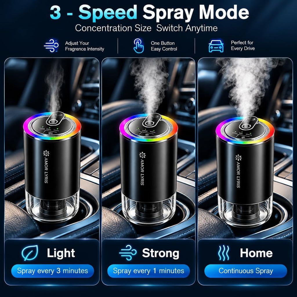 Difusor inteligente de ambientador para automóvil con proyección de cielo estrellado, difusor de perfume para automóvil de 1.8 onzas, 6 meses de fragancia de larga duración, luces de sincronización de música RGB, encendido/apagado automático inteligente