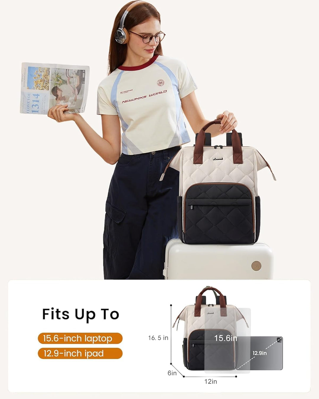 LOVEVOOK Mochila para laptop para mujer, mochila de viaje de trabaj...
