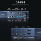 ACASIS Thunderbolt 4 Dock 21-IN-140 gbps para MacBook Pro Docking Station Dual Monitor, 8K60Hz HDMI 2.5 GbE Ethernet SD/TF 4.010Gbps 7*USB C/A, audio de 0.138 in, base de 40 Gbps para Mac/Dell/HP/Lenovo/ThinkPad