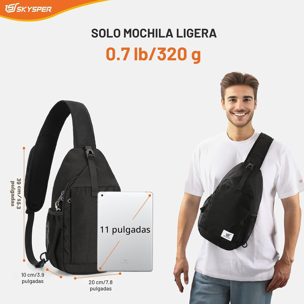 SKYSPER Bolso bandolera RFID Bolsa cruzada Mochila cruzada reciclada Mochila de viaje
