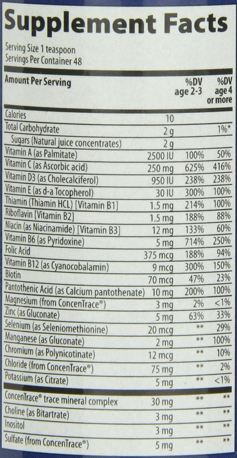 Trace Minerals Suplemento multivitamínico líquido múltiple para niñ...