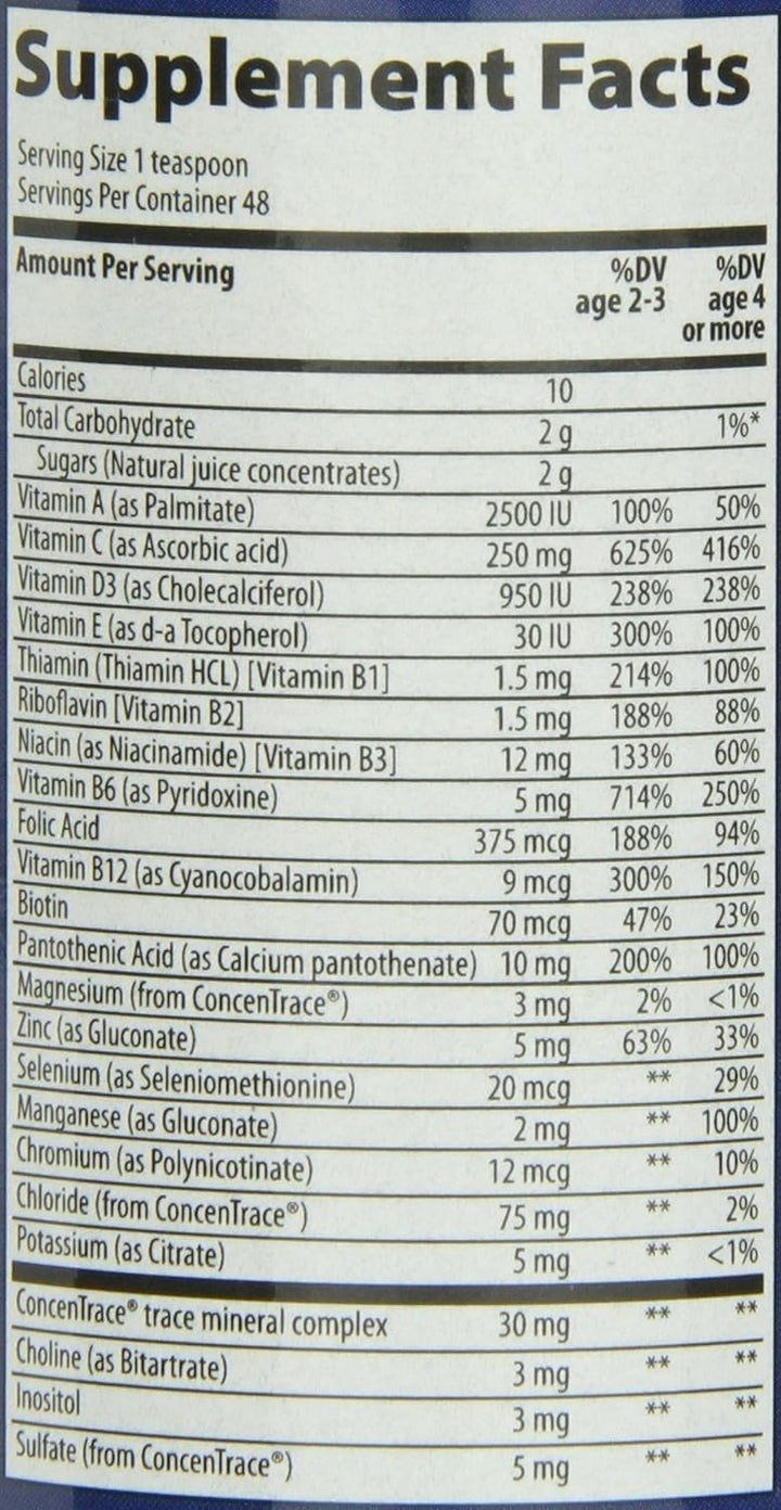 Trace Minerals Suplemento multivitamínico líquido múltiple para niñ...