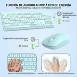 Combo de teclado y mouse inalámbricos, teclado ergonómico silencios...