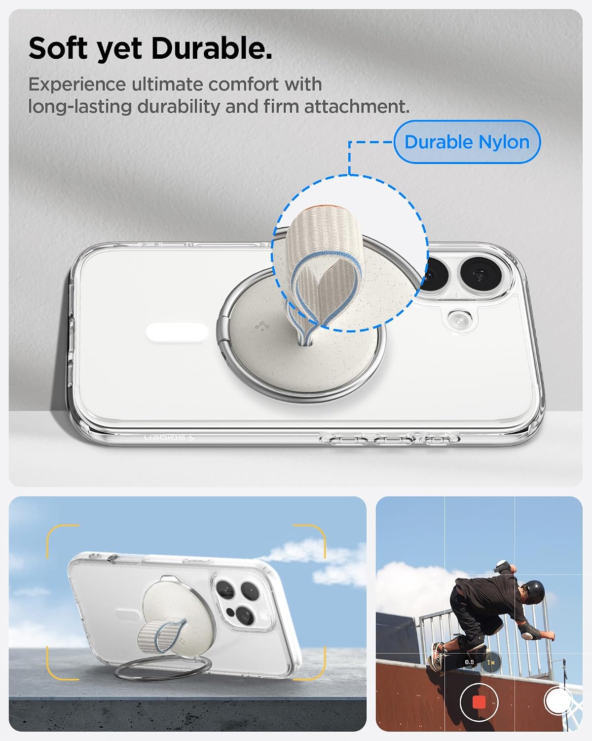Spigen para MagSafe Phone Grip O-Mag Ring MagFit Correa de nailon Soporte