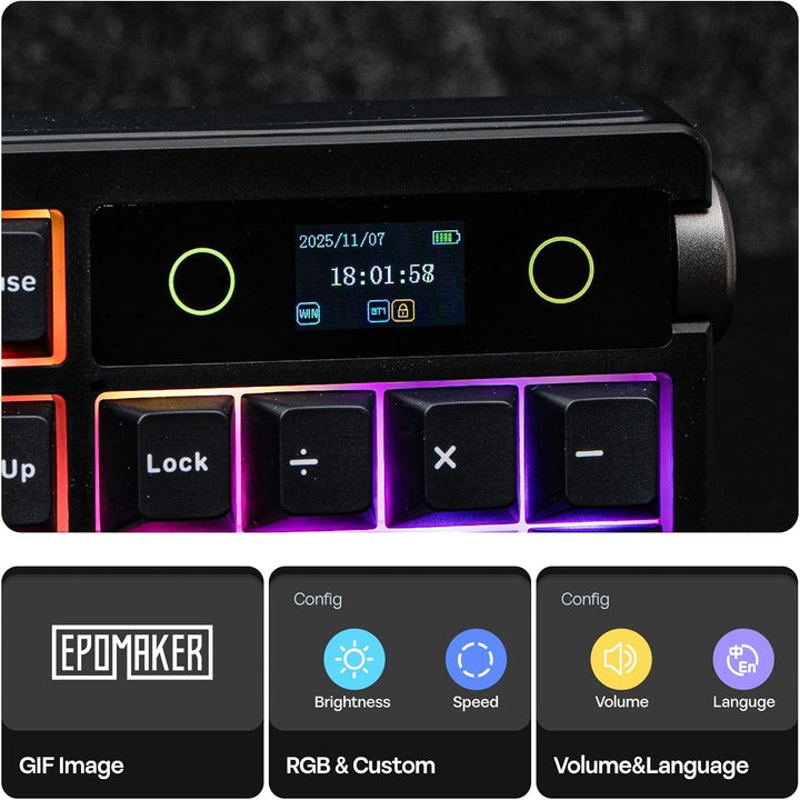 EPOMAKER TH108 PRO Teclado mecánico de tamaño completo con pantalla...