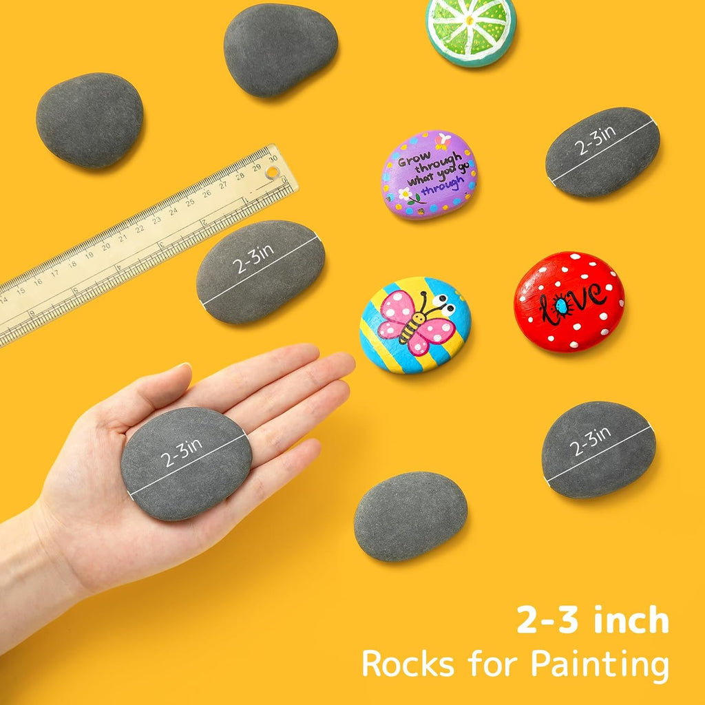 Simetufy 45 piezas de rocas de pintura de río plano natural de 2 a 3