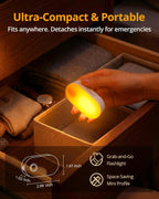 Lámpara Luz nocturna de batería recargable con sensor de movimiento, portátil, apagado automático, regulable para baño, dormitorio, cocina, escaleras, pasillo, mascotas, viajes, paquete de 4, ámbar