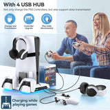 PS5\/Slim\/Pro Stand and Cooling Station with LED Controller Chargi...