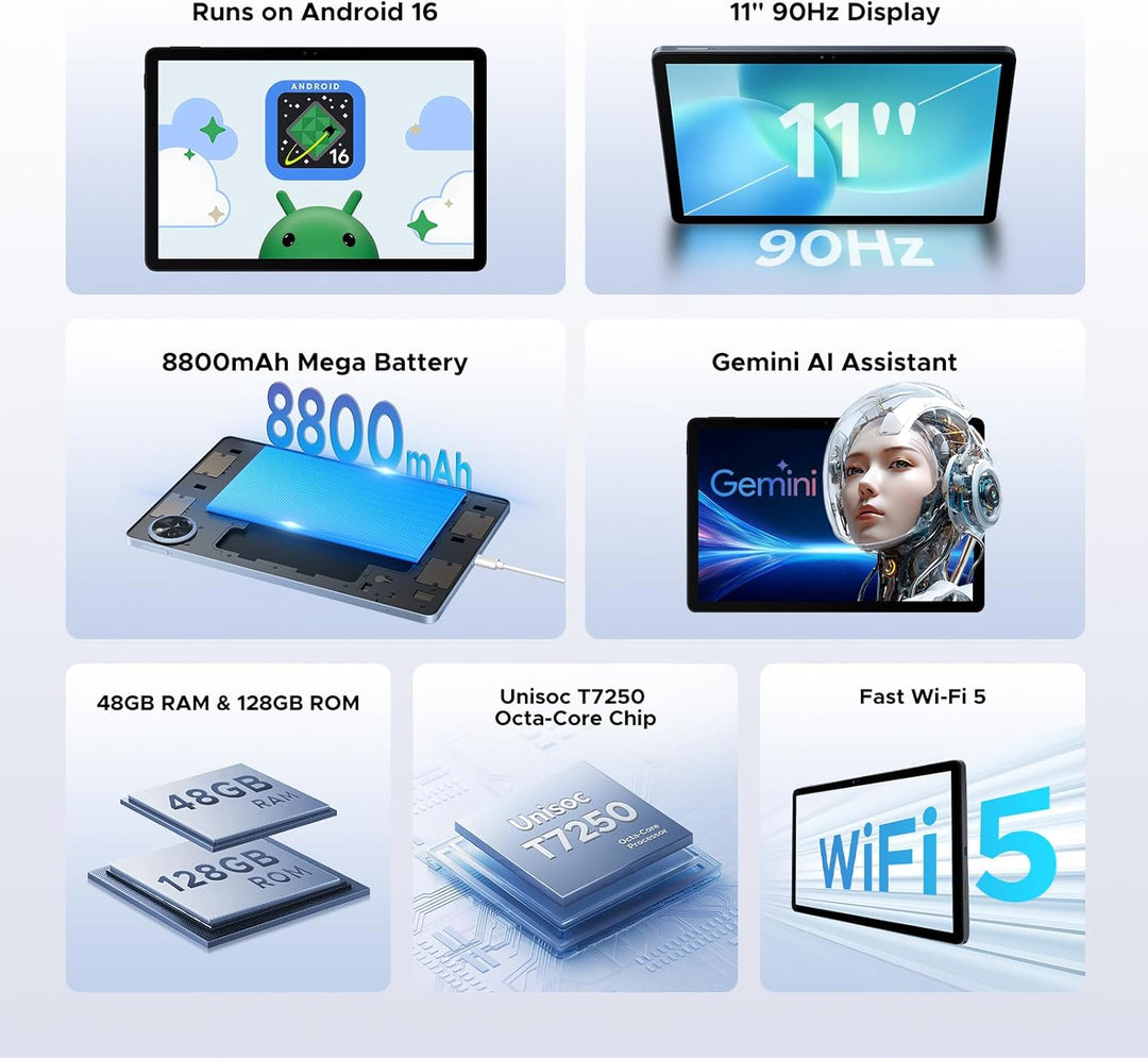 Luzglo P11 Android 16 Tablet, Tablet de 11 Pulgadas con Gemini AI,...