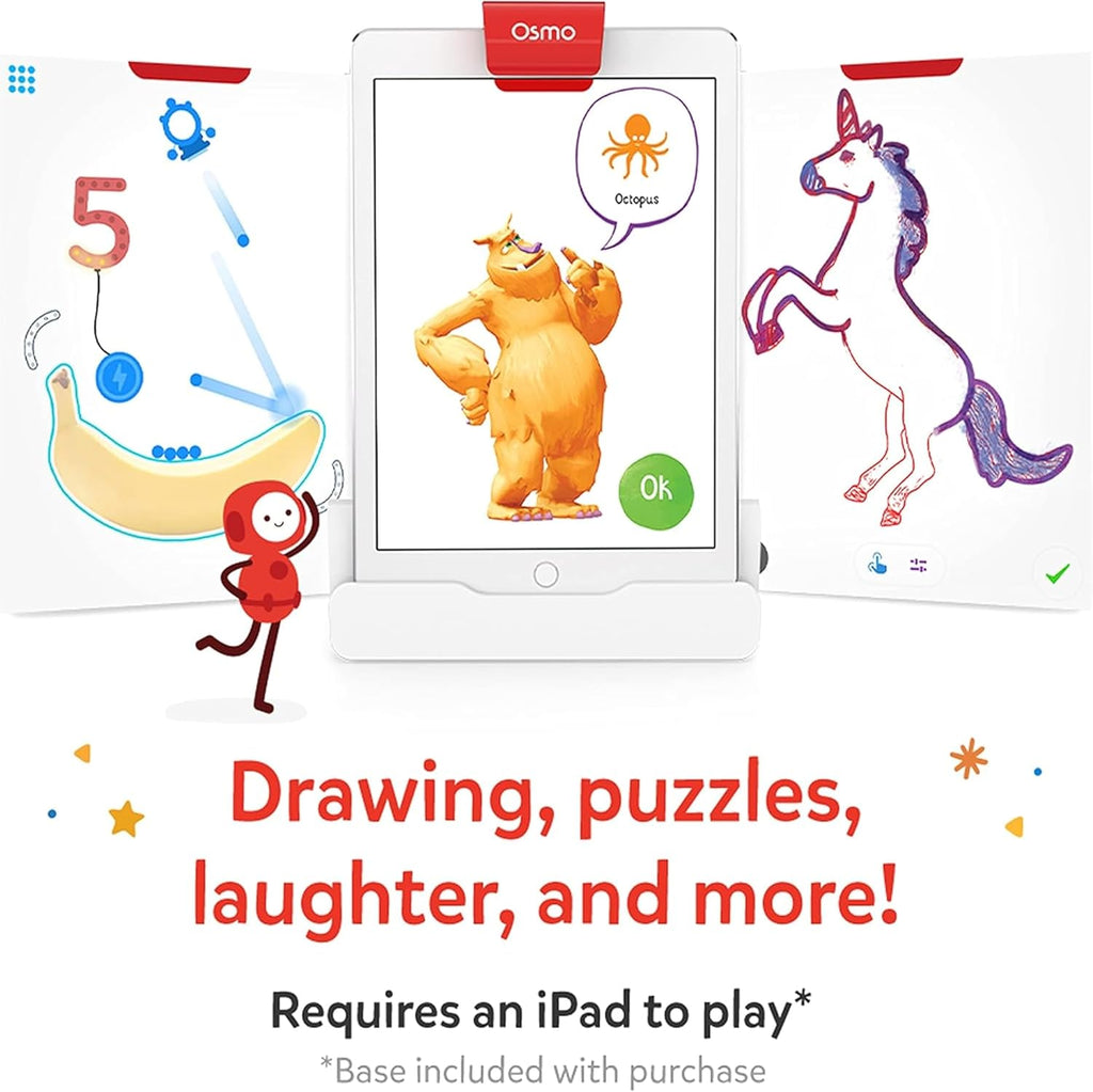 Osmo - Kit de inicio creativo para iPad - 3 juegos educativos de aprendizaje - Dibujo creativo y resolución de problemas/física temprana - Regalos de juguete STEM para niños, niños y niñas - Edades 5-10 (base Osmo incluida)