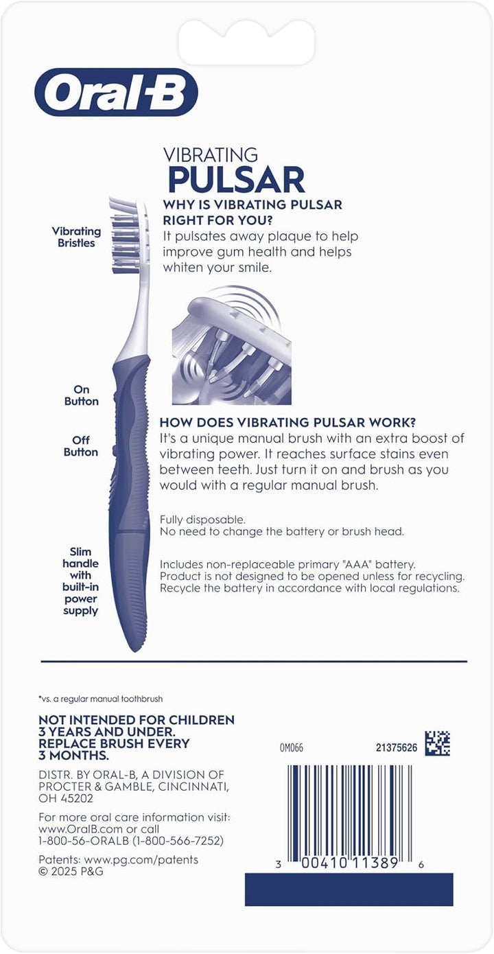 Cepillo de dientes Oral-B, removedor de placa vibratorio Pulsar, ce...