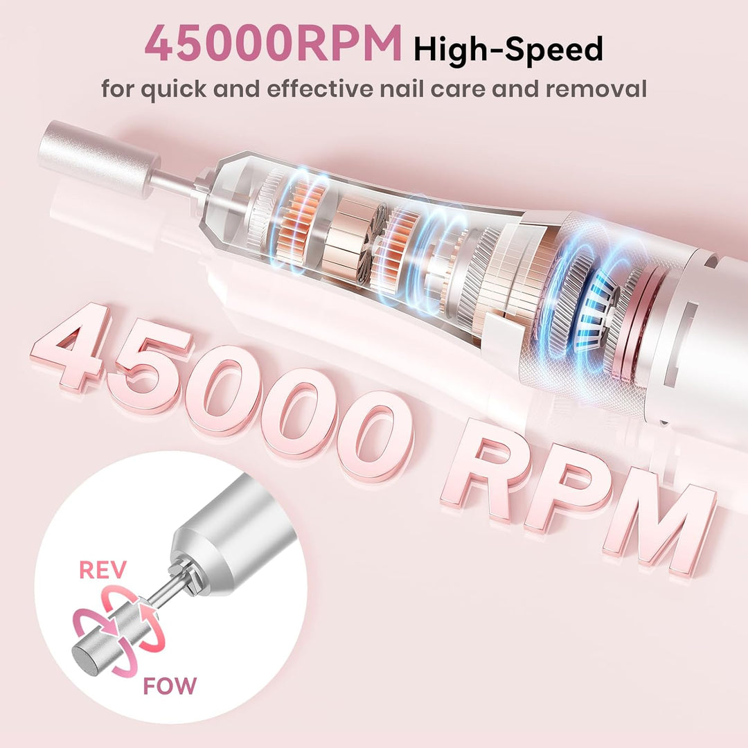 Taladro Eléctrico Profesional para Uñas 45000RPM, Lima de Uñas Port...