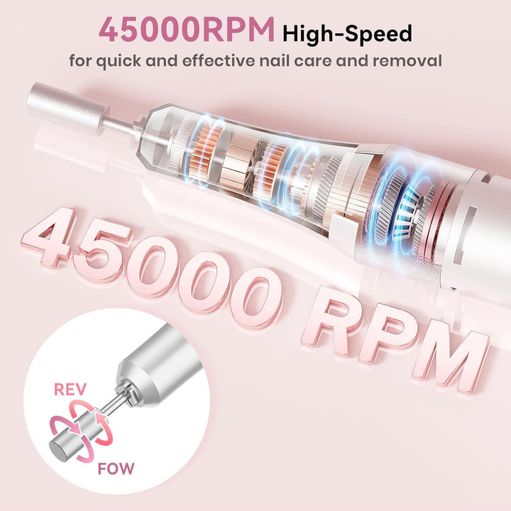 Taladro Eléctrico Profesional para Uñas 45000RPM, Lima de Uñas Port...
