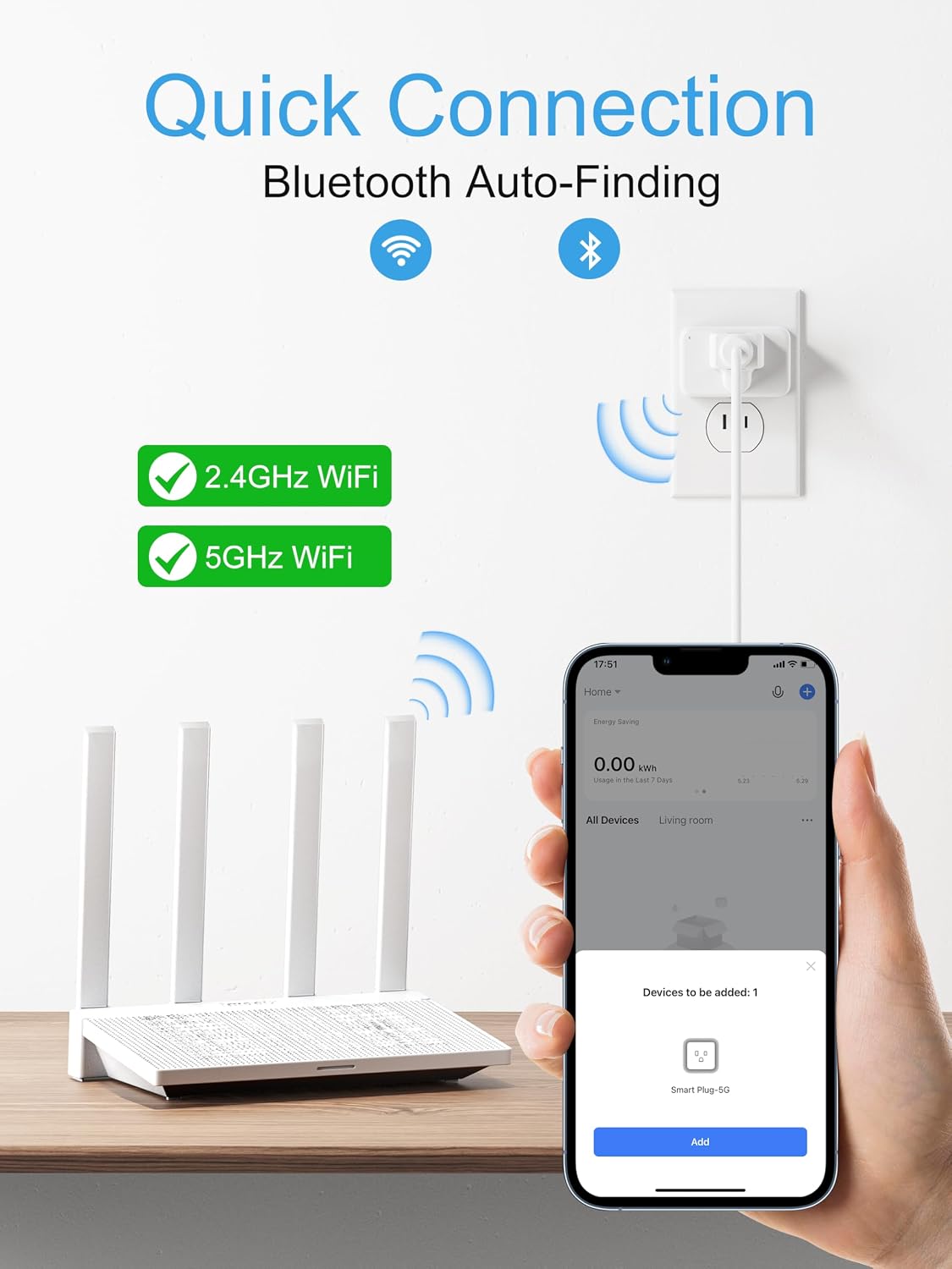 Lámpara EIGHTREE 5GHz Smart Plug,Smart Outlet Works with Alexa & Google Home,4 Pack