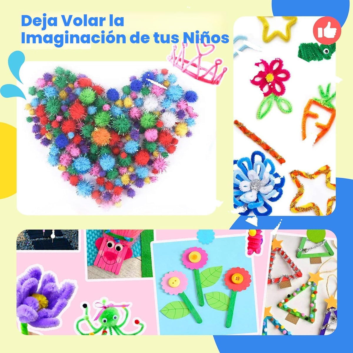 SMILESSKIDDO Artes y manualidades para niños, más de 1000 piezas de kits de manualidades con caja de almacenamiento