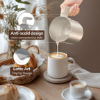 Espumador de leche eléctrico grande y vaporizador, vaporizador de leche de 16.9 onzas y espumador de leche para café con leche o chocolate caliente, apto para lavavajillas, 6 funciones, disfruta de la