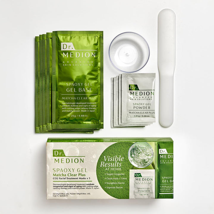 Dr. MEDION Spaoxy - Máscara de gel Matcha Clear Plus con CO2, trata...