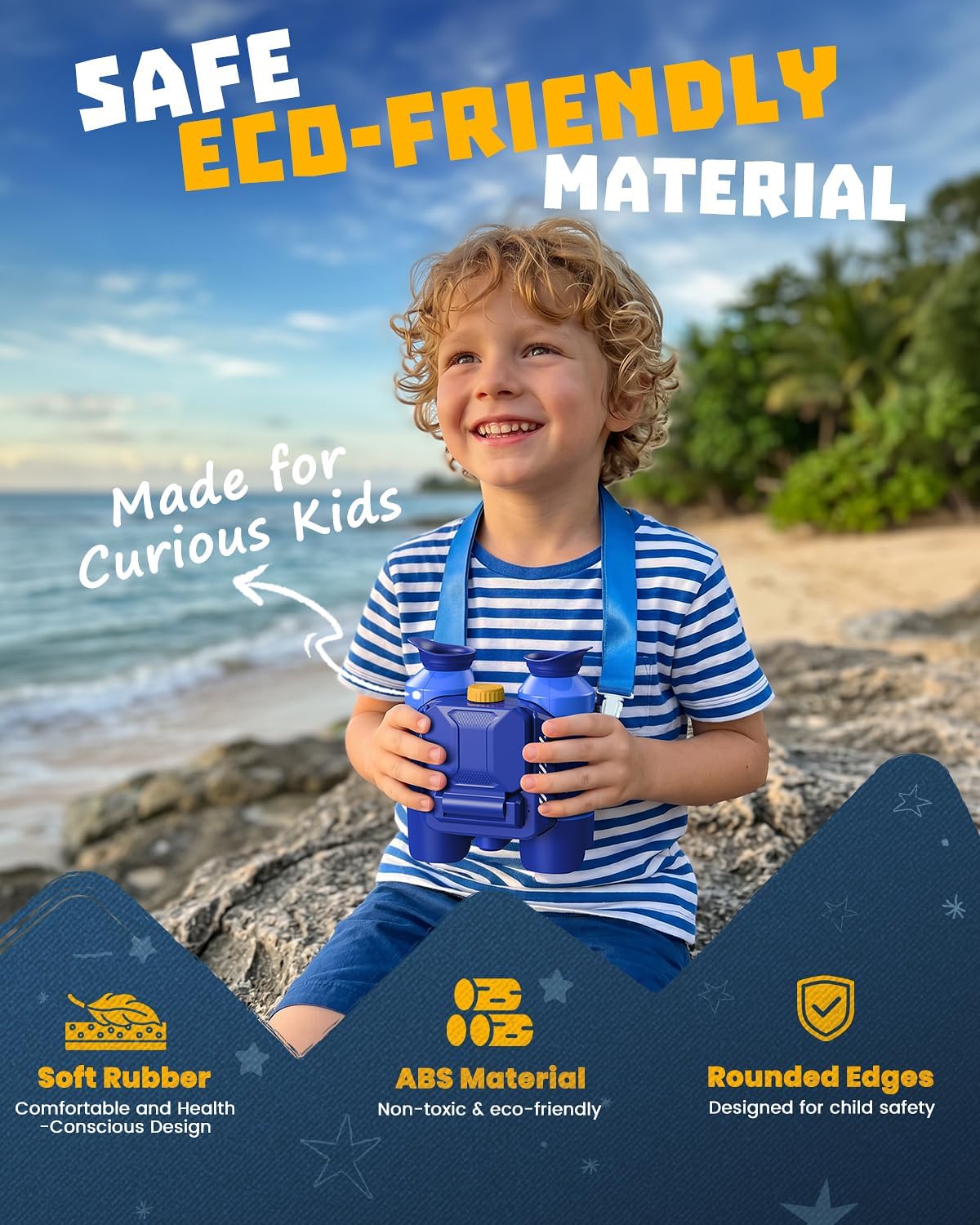 Binoculares para niños con cámara, visión nocturna digital, azul