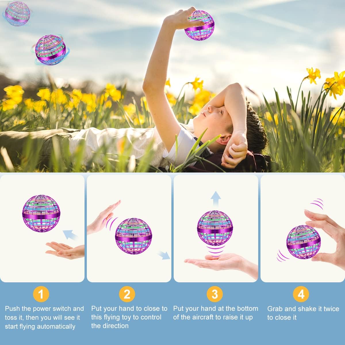 Juguete de bola de orbe volador 2026, bola flotante, juguetes geniales regalos para niños de 6, 7, 8, 9, 10, 11, 12 años, niños, niñas, adolescentes, mini dron de mano, globo cósmico