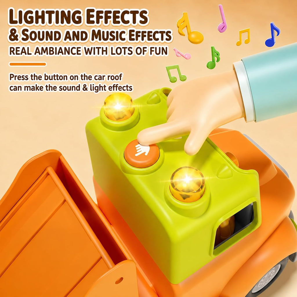 Juguetes para niños de 2, 3, 4, 5 años, camión transportador de coche de juguete con 6 vehículos, remolque plegable de 30 pulgadas con efectos de luz y sonido, regalo de cumpleaños para niños