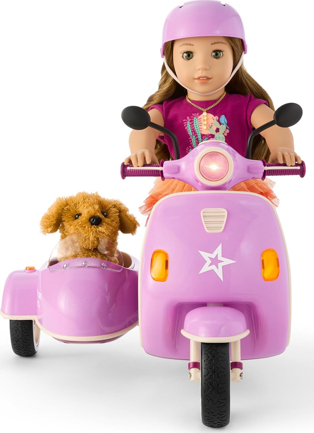 American Girl Hit the Road Scooter y Sidecar para muñecas de 18 pulgadas (muñecos se venden por separado)