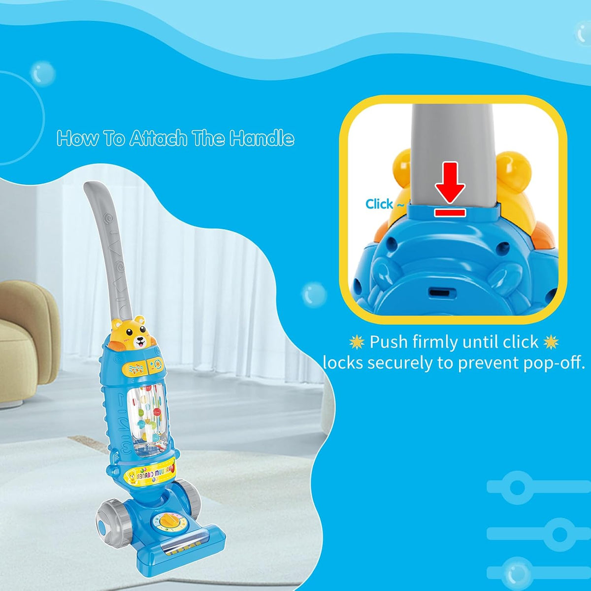 Aspiradora para niños con luces y sonidos, aspiradora para niños pequeños con acción de estallido, aspiradora de juego de simulación para niños de 18 meses en adelante, aspiradora de juguete para niños pequeños de 3 a 5 años, regalo