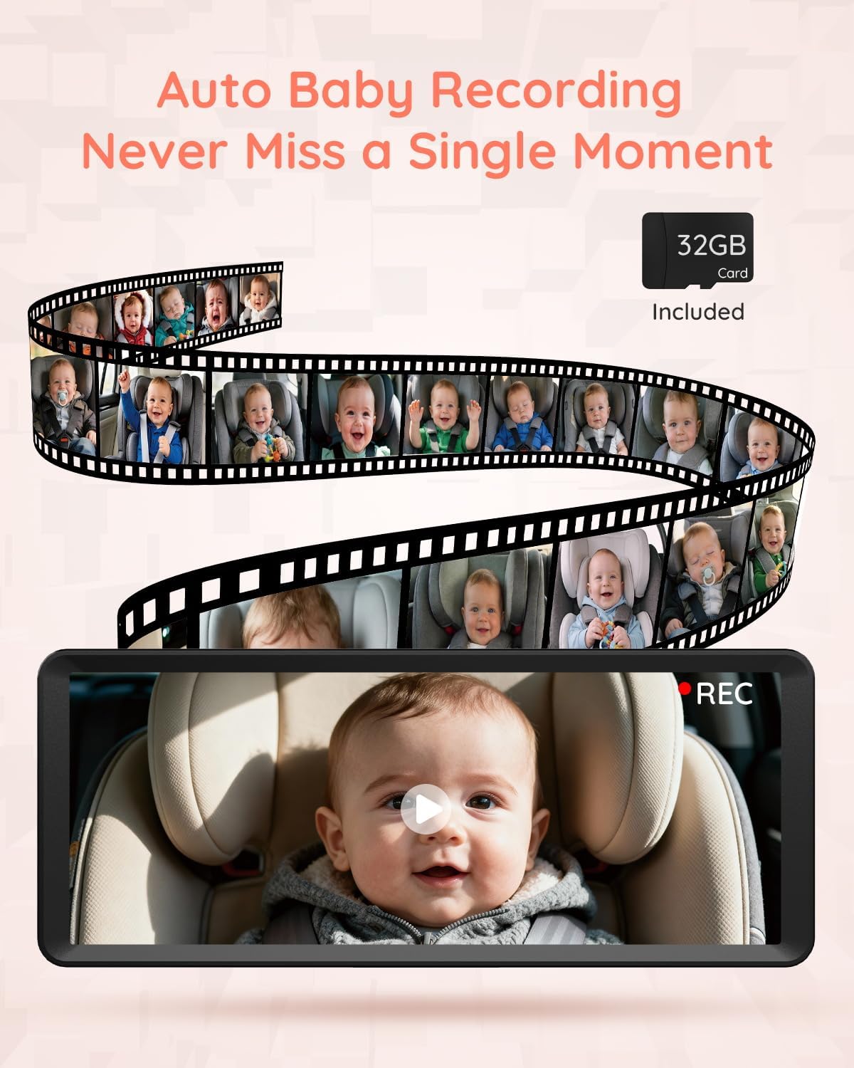 Babyvue BV3 MAX Monitor de bebé con cámara dual para automóvil con...