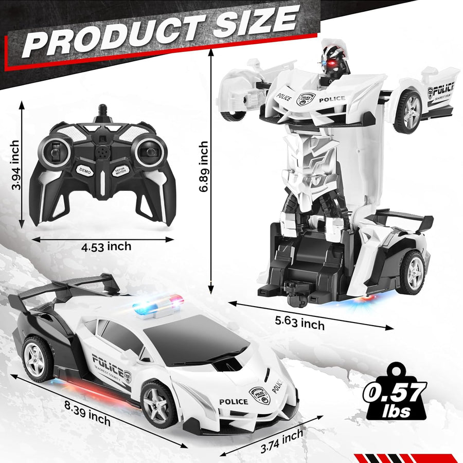 Coche Transformador de Control Remoto 2.4G, Juguete de Coche de Pol...
