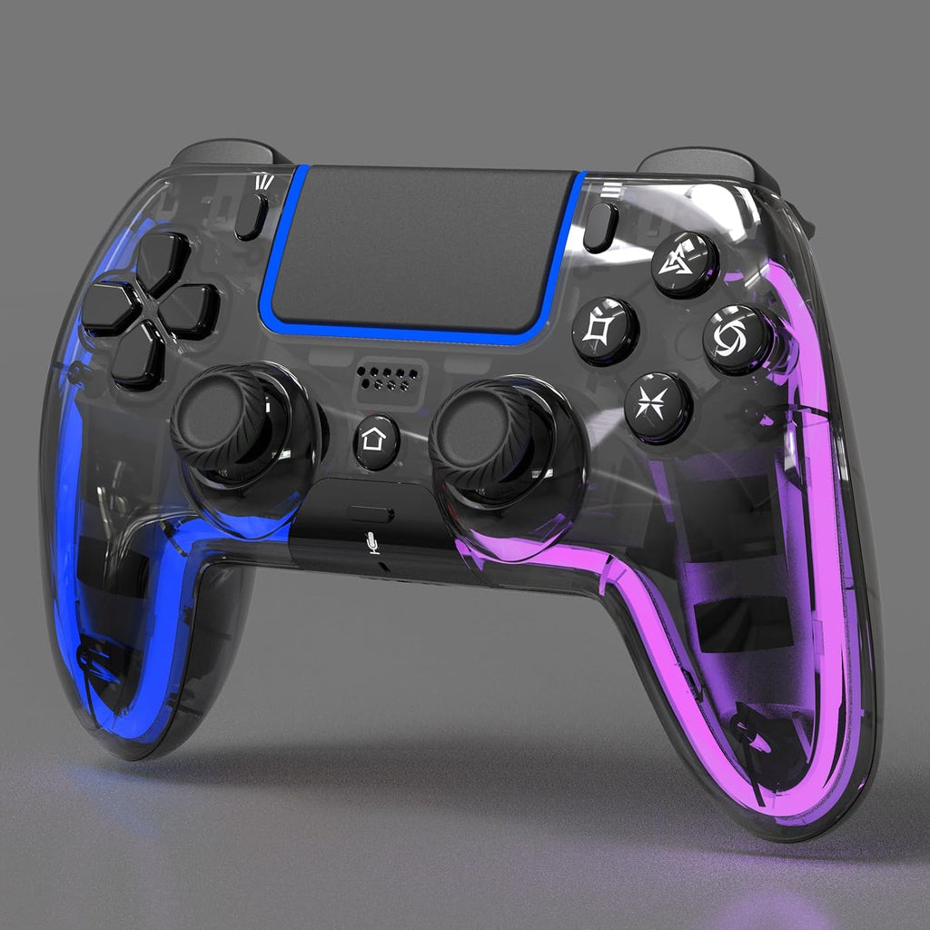 BETMI Controlador Inalámbrico para PS5, Pro/Slim/MAC/PC (Negro Transparente)