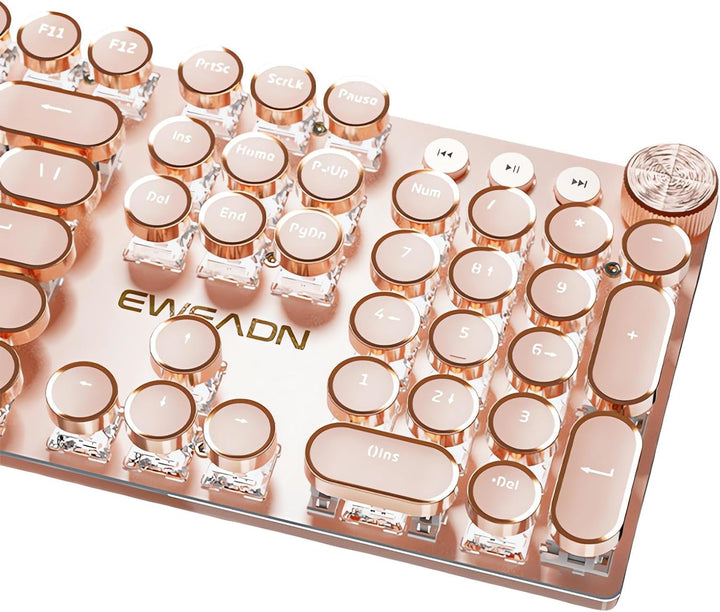 TISHLED Teclado mecánico estilo máquina de escribir para juegos con...
