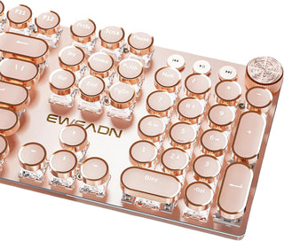 TISHLED Teclado mecánico estilo máquina de escribir para juegos con...