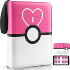 Carpeta de tarjetas de 4 bolsillos, soporte para tarjetas intercambiables para 400 tarjetas con 50 fundas extraíbles, tarjeta de colección portátil, estuche de tarjetas de juego con cremallera para regalo, color rosa
