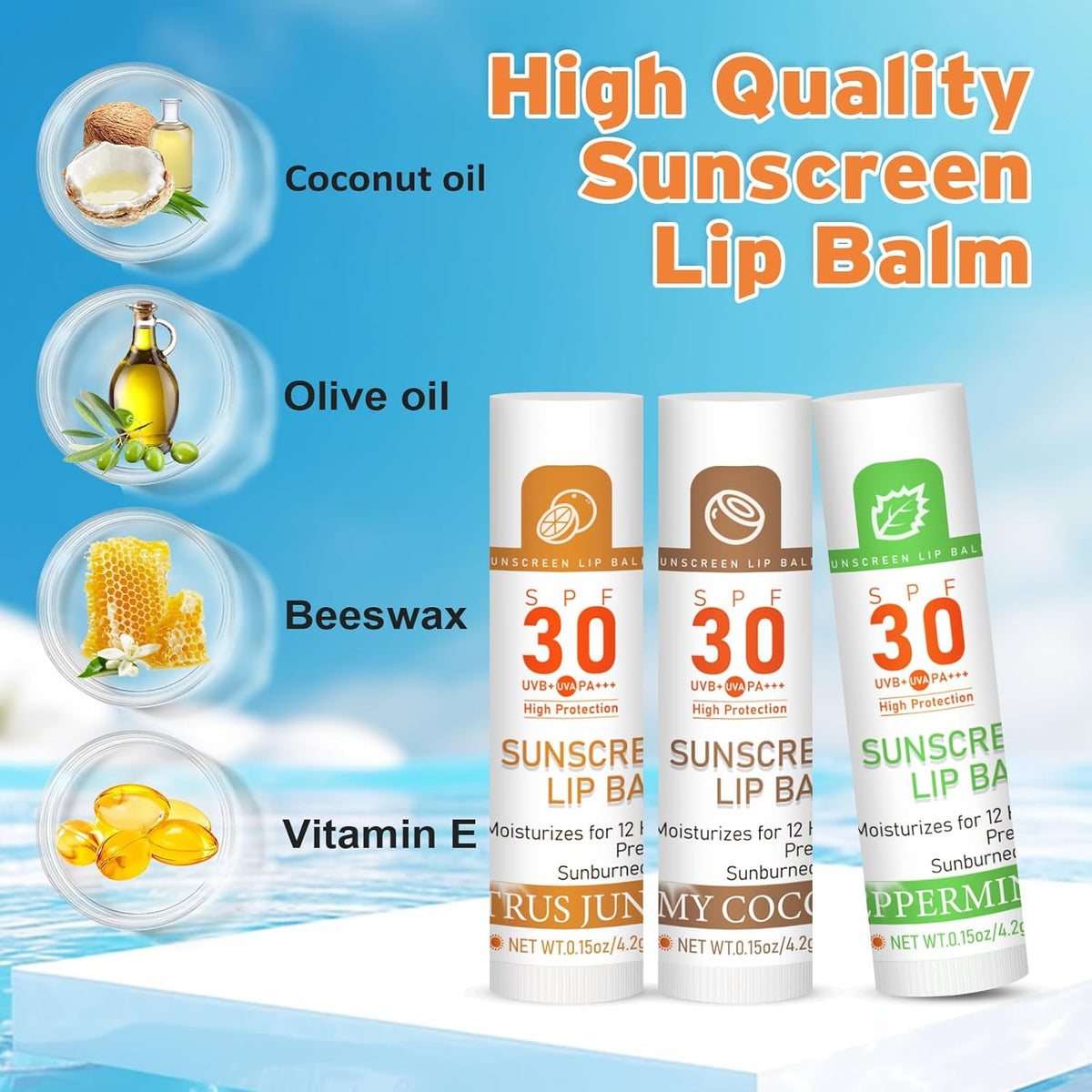 VISRIE Bálsamo labial SPF 30 con protector solar, paquete de 8 - 8...