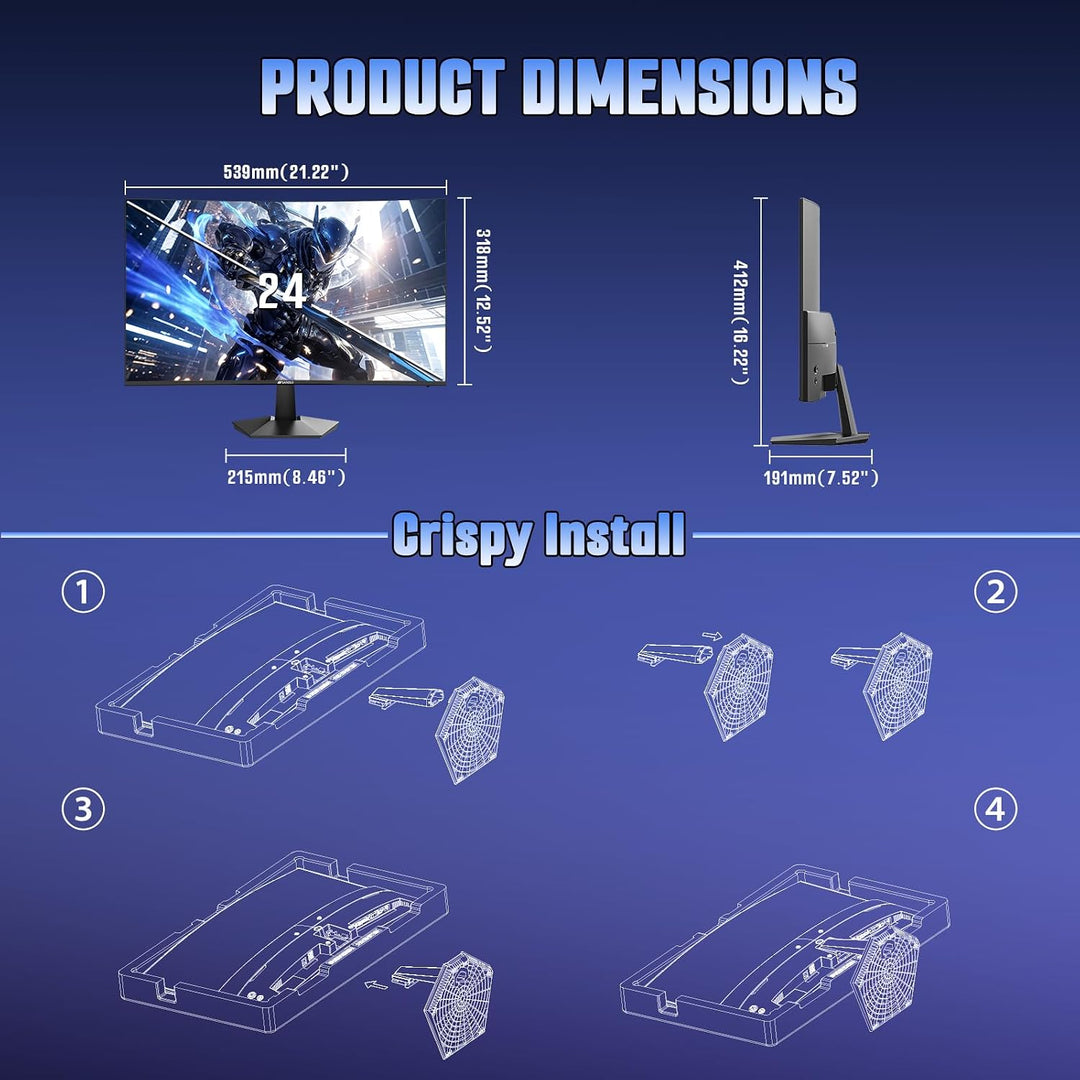 SANSUI Monitor curvo para juegos de 24 pulgadas de 160 Hz, monitor...