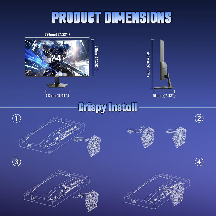 SANSUI Monitor curvo para juegos de 24 pulgadas de 160 Hz, monitor...
