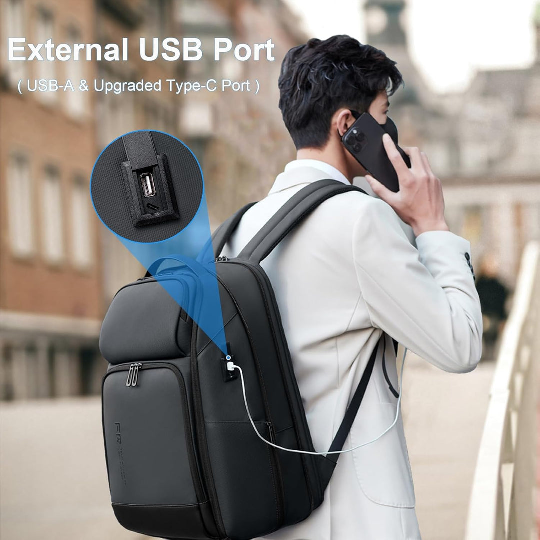 Mochila para portátil de 17 pulgadas para hombre de FENRUIEN, Gris,...